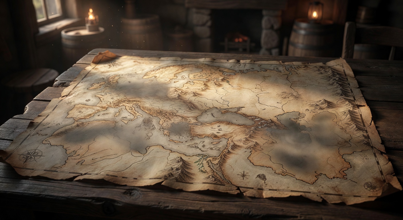 Old parchment map representing Exploration